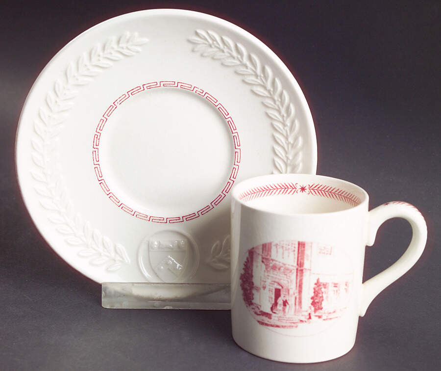 University of Pennsylvania Pink Flat Demitasse Cup & Saucer Set by Wedgwood-1