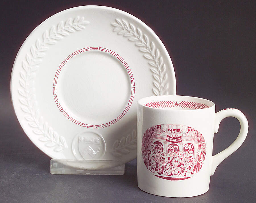 University of Pennsylvania Pink Flat Demitasse Cup & Saucer Set by Wedgwood-1