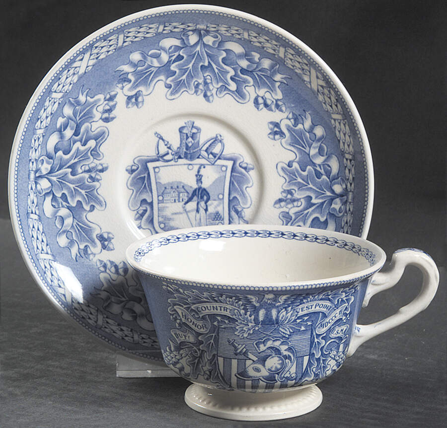 United States Military Academy Blue Footed Cup & Saucer Set by Wedgwood-1