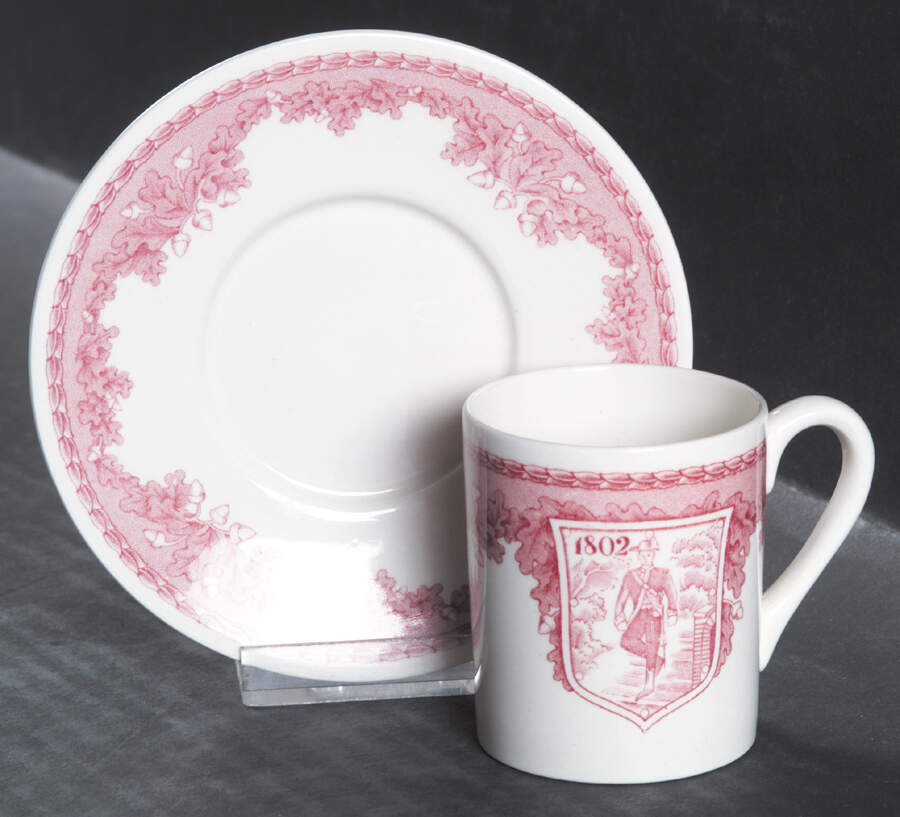 United States Military Academy Red Flat Demitasse Cup & Saucer Set by Wedgwood-1