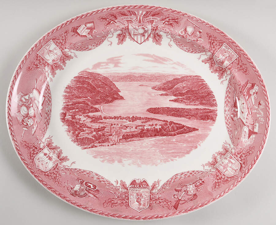 United States Military Academy Red 18" Oval Serving Platter by Wedgwood-1