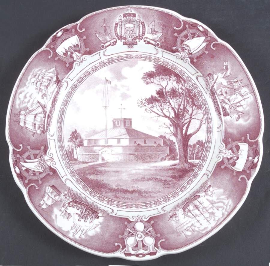 United States Naval Academy Mulberry Dinner Plate by Wedgwood-1