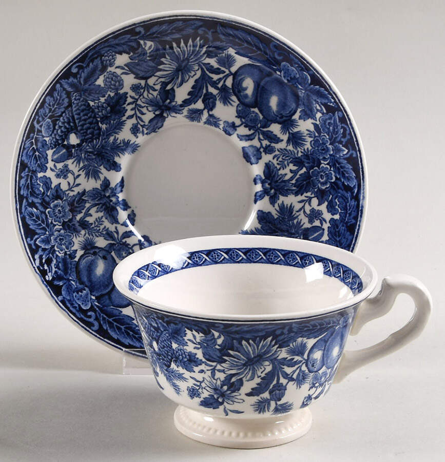 Vassar College Blue Footed Cup & Saucer Set by Wedgwood-1