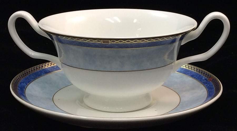 Valencia Footed Cream Soup Bowl & Saucer Set by Wedgwood-1