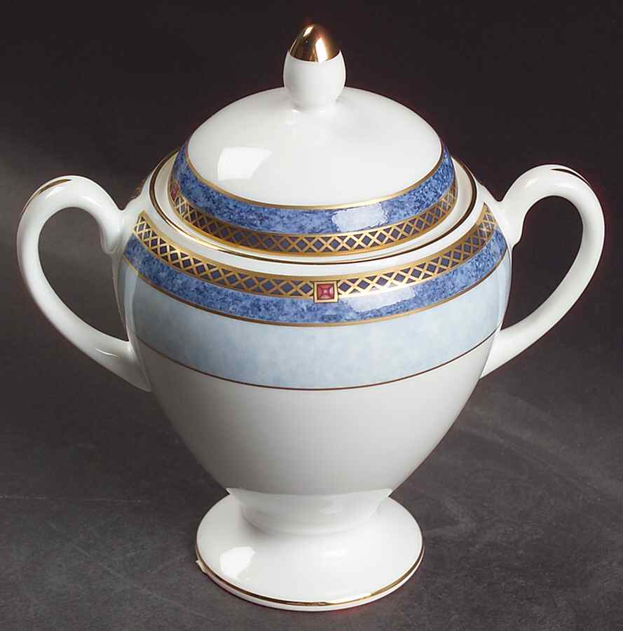 Valencia Globe Shape Sugar Bowl & Lid by Wedgwood-1