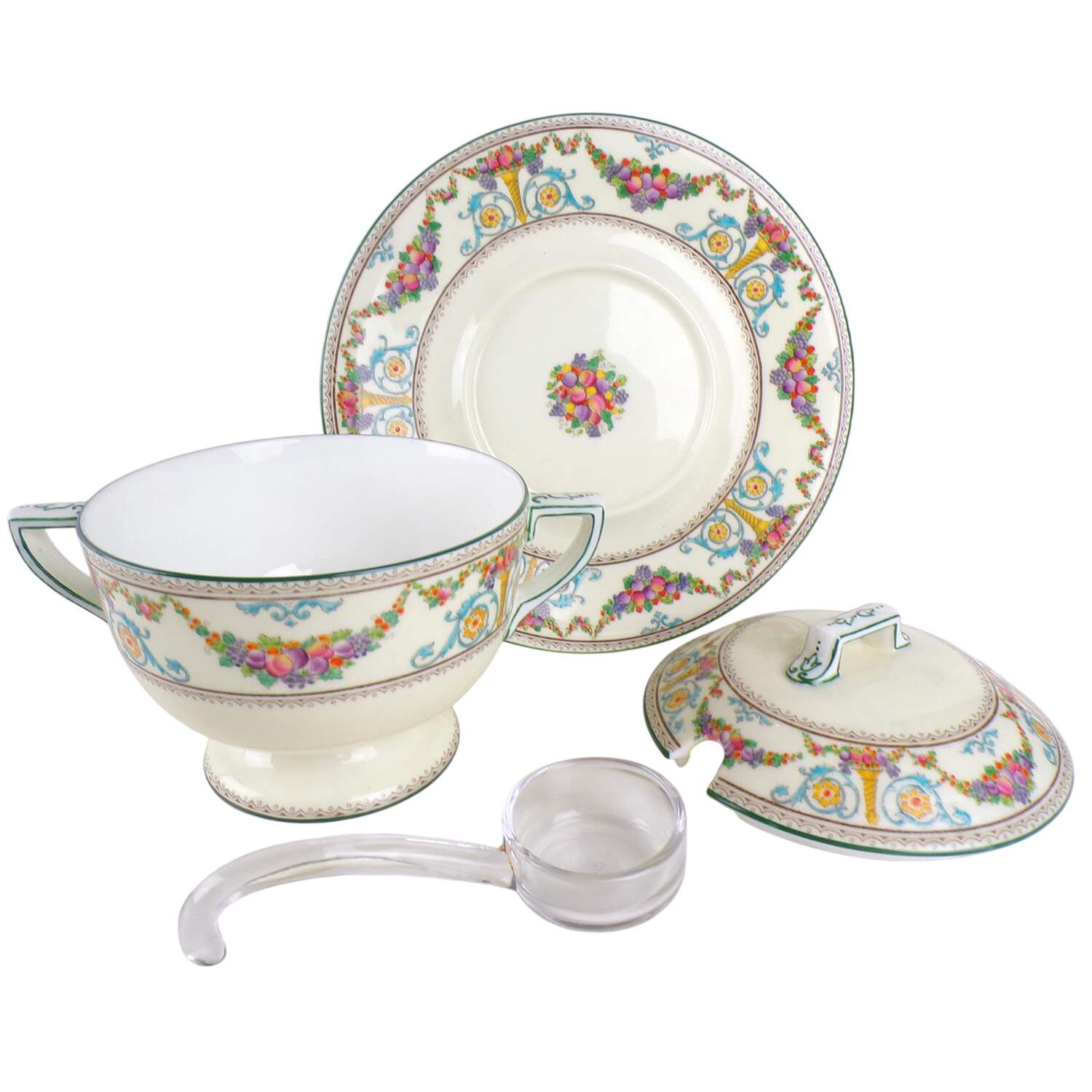 Ventnor (Ivory Background) Sauce Boat & Lid by Wedgwood-1
