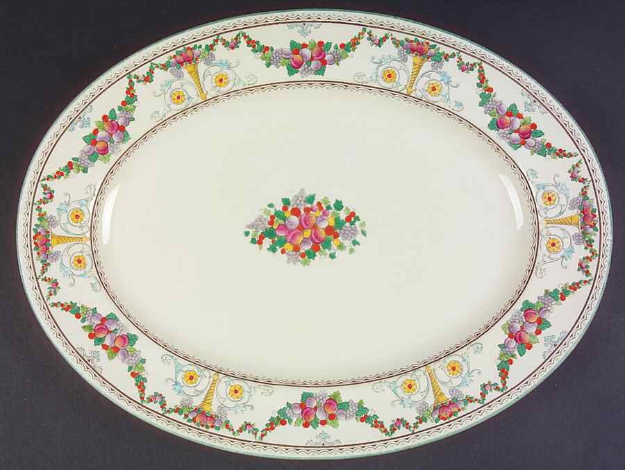 Ventnor (Ivory Background) 15" Oval Serving Platter by Wedgwood-1