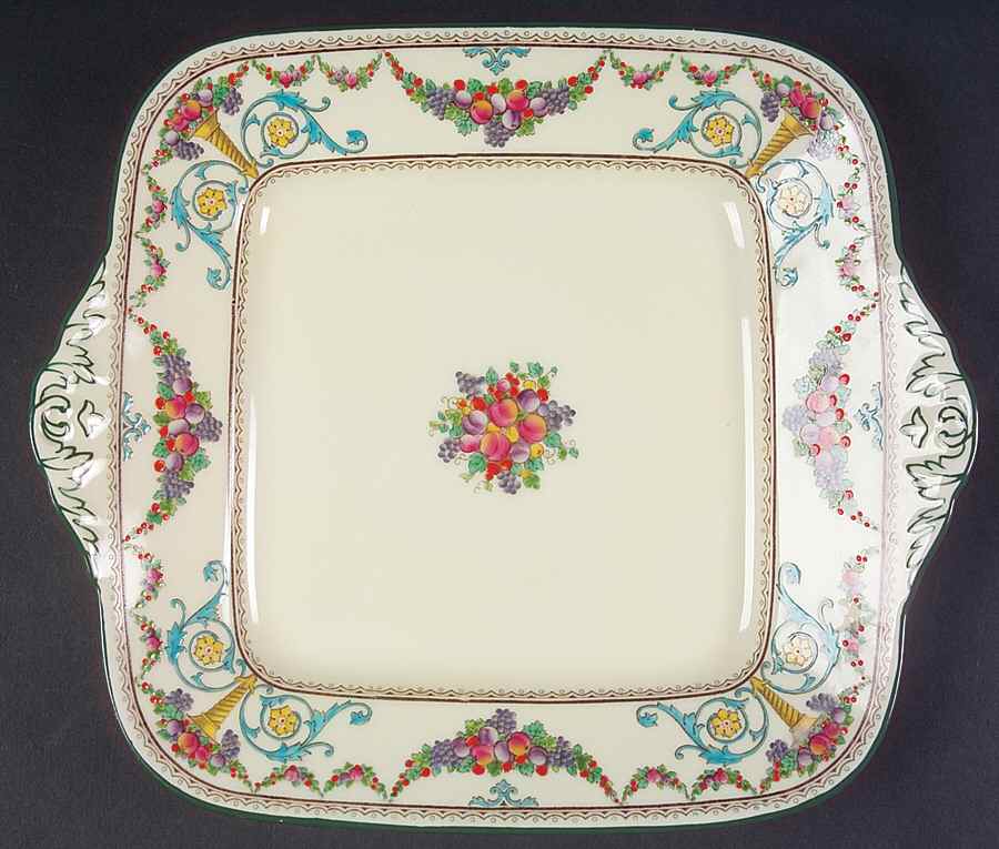 Ventnor (Ivory Background) Square Handled Cake Plate by Wedgwood-1