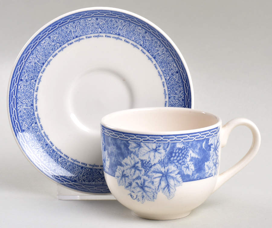 Vintage Blue Flat Demitasse Cup & Saucer Set by Wedgwood-1