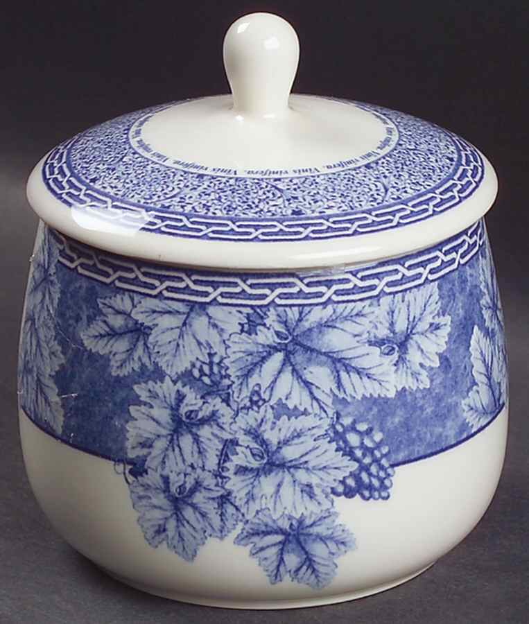 Vintage Blue Sugar Bowl & Lid by Wedgwood-1