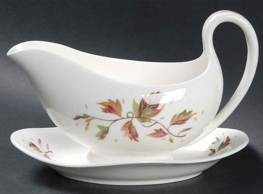 Wakefield (Bone, Coupe) Gravy Boat with Attached Underplate by Wedgwood-1