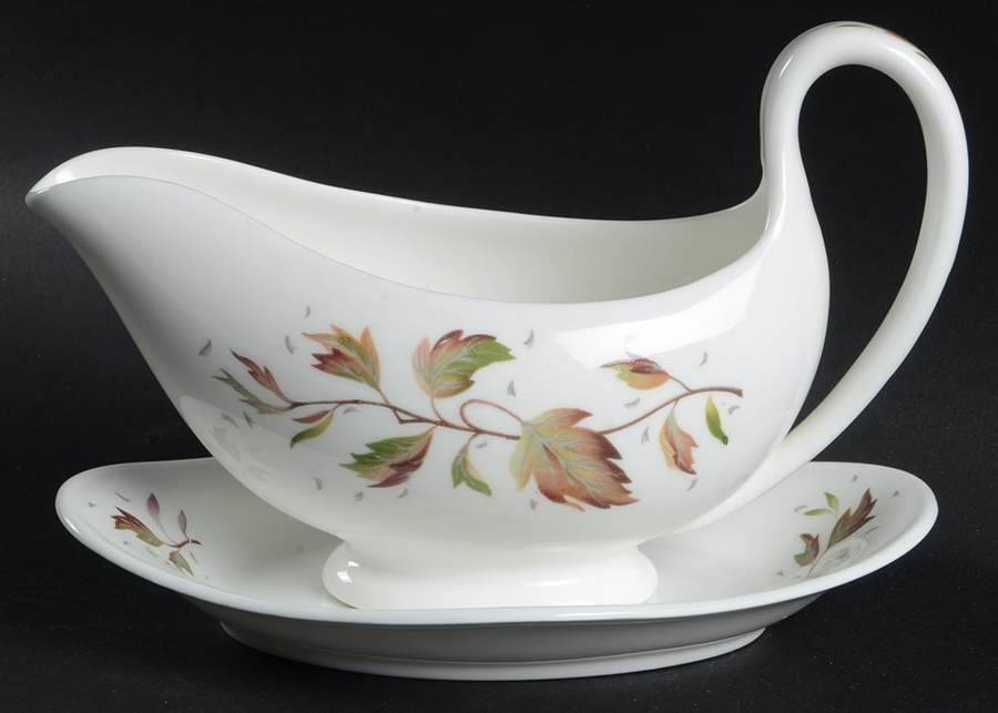Wakefield (Bone, Coupe) Gravy Boat & Underplate/Relish by Wedgwood-1