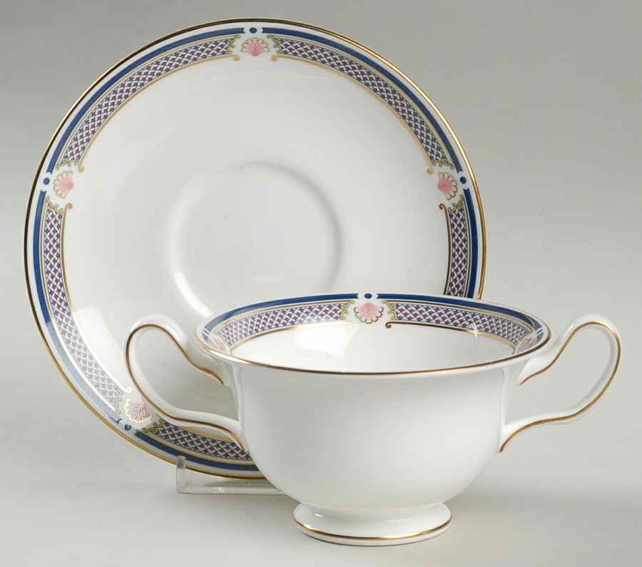Waverley Footed Cream Soup Bowl & Saucer Set by Wedgwood-1