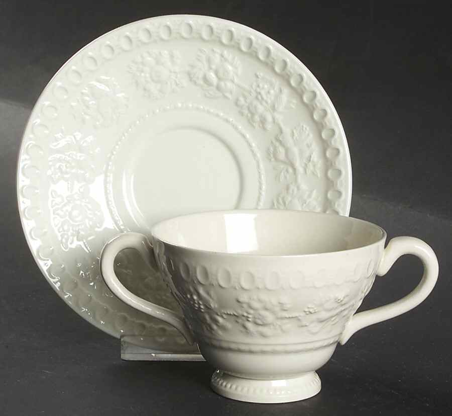 Wellesley Footed Bouillon Cup & Saucer by Wedgwood-1