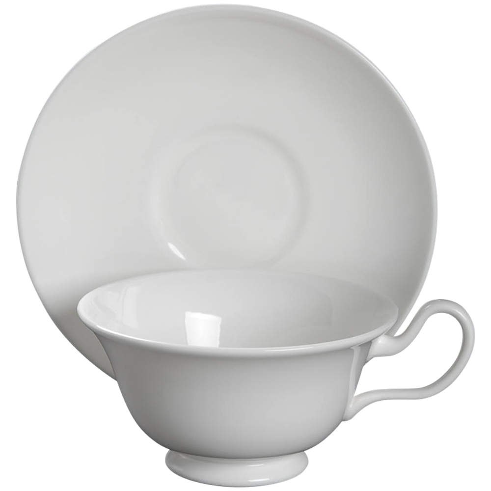 Wedgwood White (Bone) Peony Shape Footed Cup & Saucer Set by Wedgwood-1