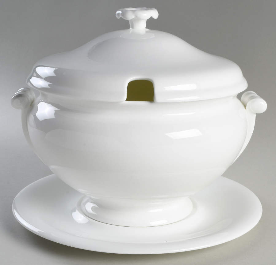 Wedgwood White (Bone) Tureen & Lid w/Underplate by Wedgwood-1