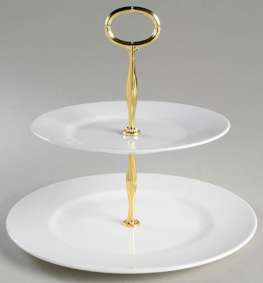 Wedgwood White (Bone) 6 5/8"-10"  2 Tiered Serving Tray (Dp, Sp) HC by Wedgwood-1