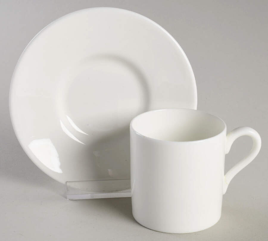 Wedgwood White (Bone) Bond Shape Demitasse Cup and Saucer Set by Wedgwood-1