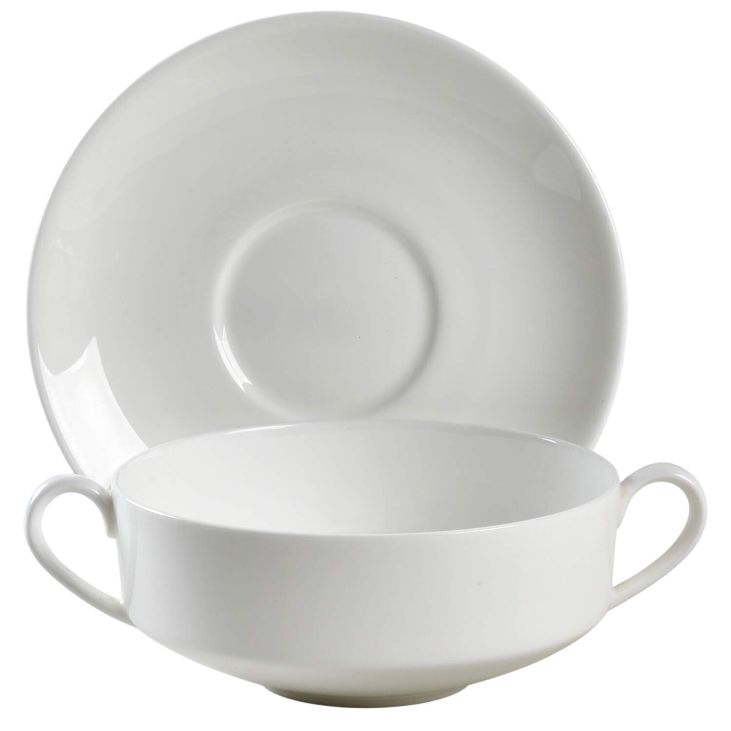 Wedgwood White (Bone) Flat Cream Soup & Saucer Set by Wedgwood-1