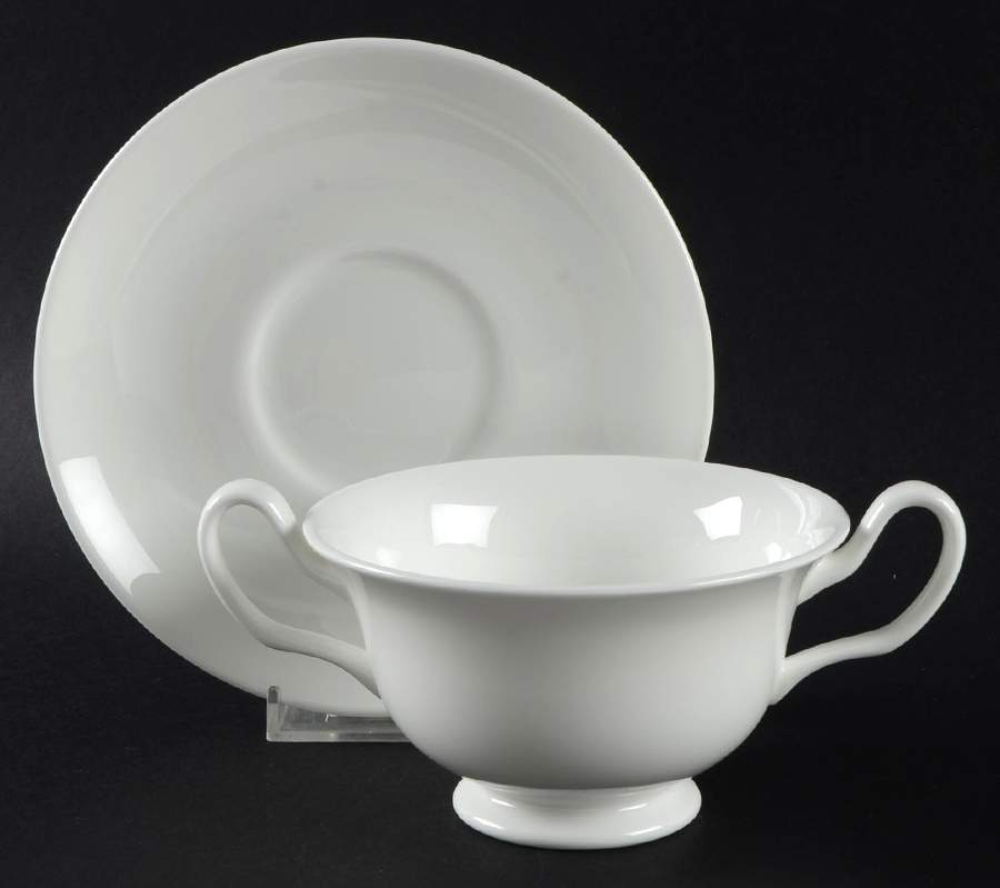 Wedgwood White (Bone) Footed Cream Soup Bowl & Saucer Set by Wedgwood-1