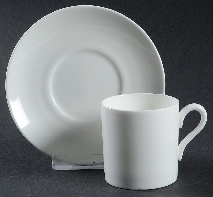 Wedgwood White (Bone) Bond Shape Demitasse Cup and Saucer Set by Wedgwood-1