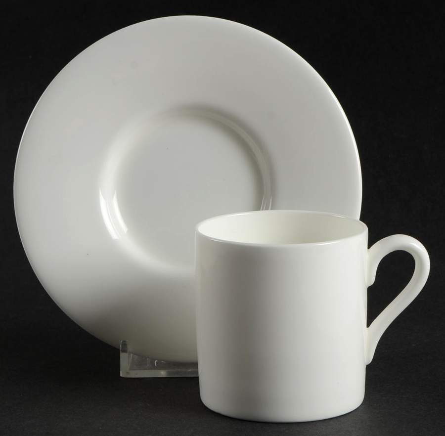 Wedgwood White (Bone) Bond Shape Demitasse Cup and Saucer Set by Wedgwood-1
