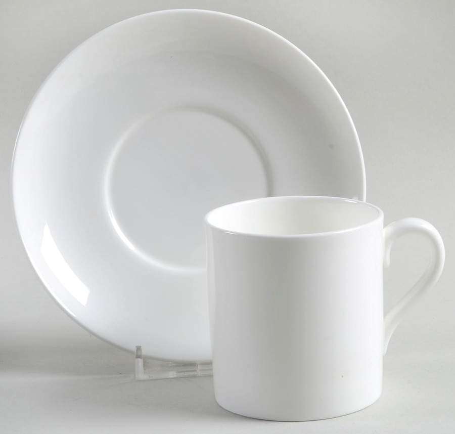 Wedgwood White (Bone) Bond Shape Demitasse Cup and Saucer Set by Wedgwood-1