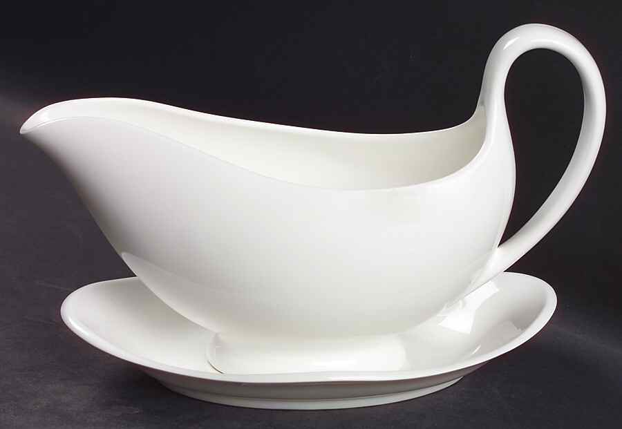 Wedgwood White (Bone) Gravy Boat & Underplate by Wedgwood-1
