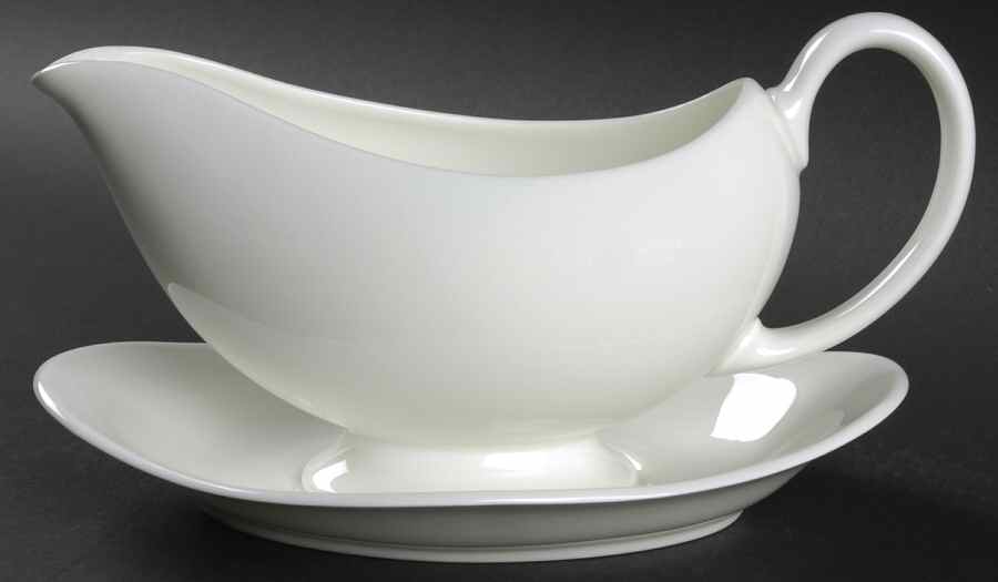 Wedgwood White (Bone) Gravy Boat & Underplate by Wedgwood-1