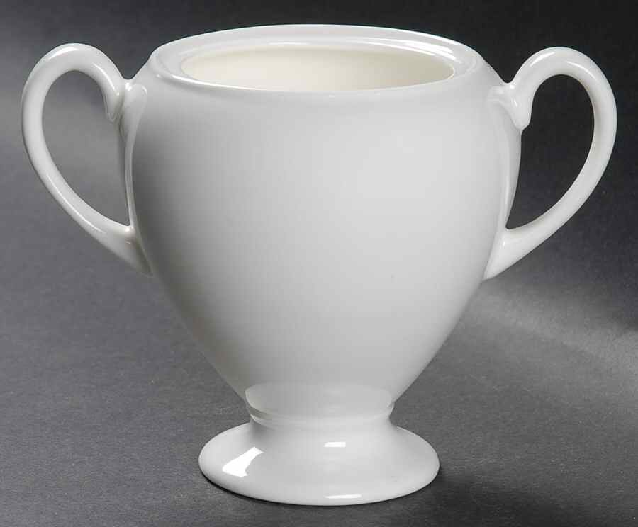 Wedgwood White (Bone) Globe Shape Sugar Bowl No Lid by Wedgwood-1
