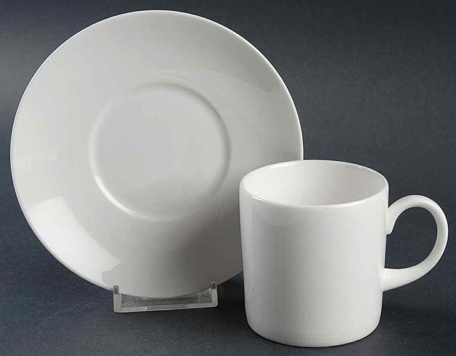 Wedgwood White (Bone) Can Shape Demitasse Cup and Saucer Set by Wedgwood-1