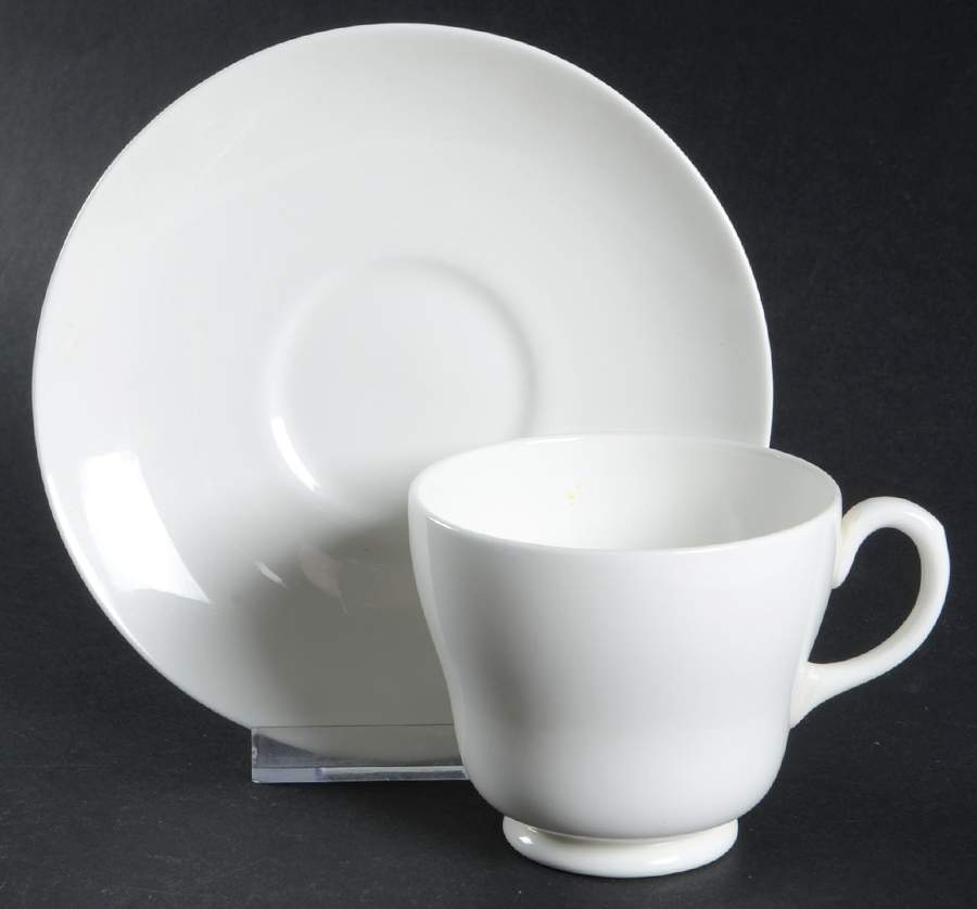 Wedgwood White (Bone) Footed Cup & Saucer Set by Wedgwood-1