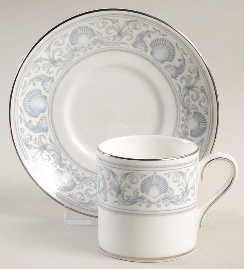 White Dolphins Bond Shape Demitasse Cup and Saucer Set by Wedgwood-1
