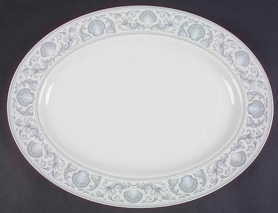White Dolphins 15" Oval Serving Platter by Wedgwood-1