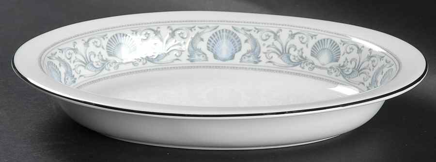 White Dolphins 10" Oval Vegetable Bowl by Wedgwood-1