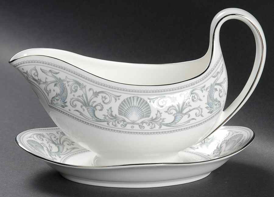 White Dolphins Gravy Boat & Underplate by Wedgwood-1