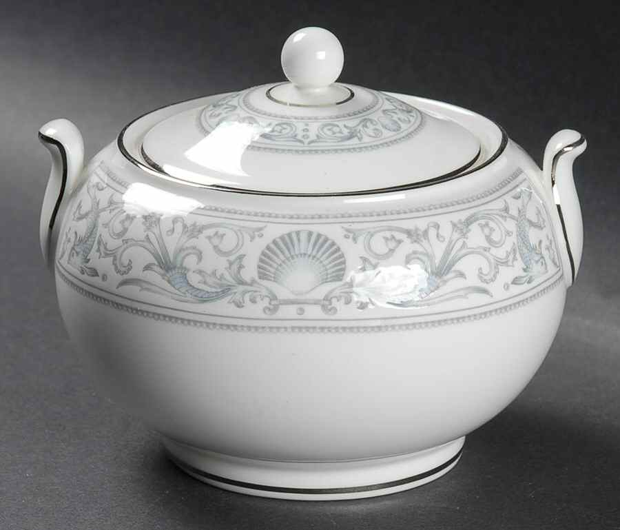 White Dolphins 146 Shape Sugar Bowl & Lid by Wedgwood-1