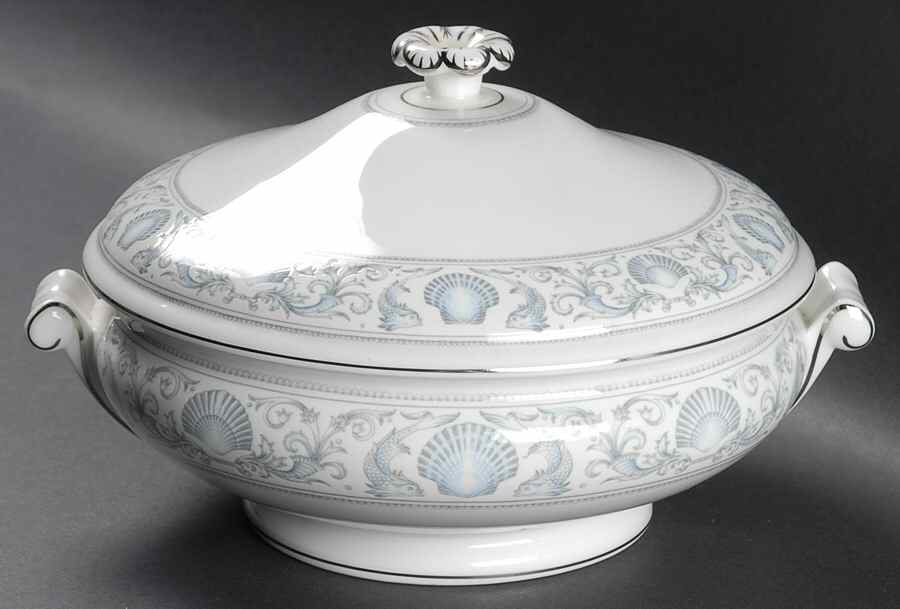 White Dolphins Round Covered Vegetable by Wedgwood-1