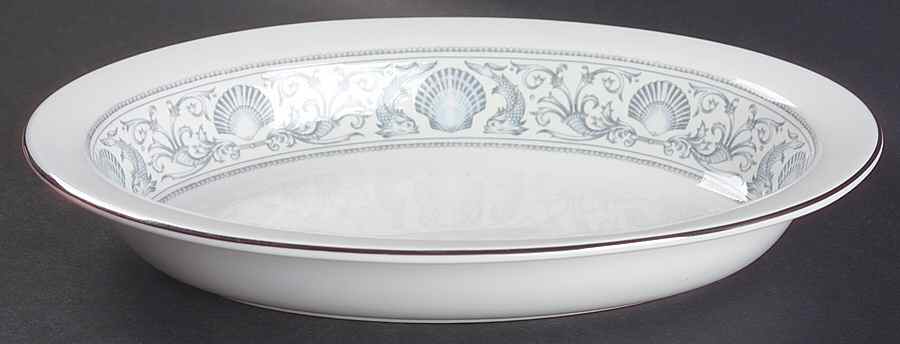 White Dolphins 10" Oval Vegetable Bowl by Wedgwood-1