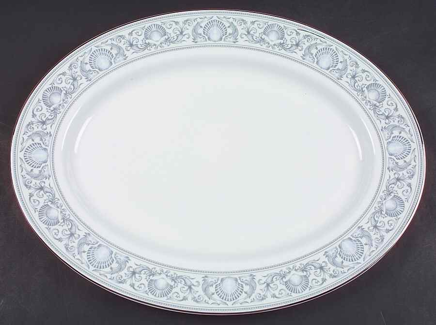 White Dolphins 17" Oval Serving Platter by Wedgwood-1