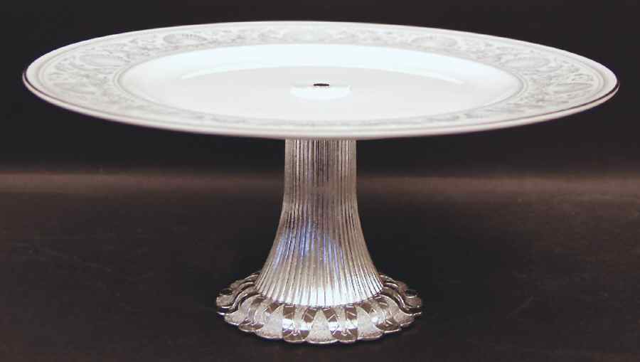 White Dolphins Cake Stand with 4"-5" Metal Pedestal  Hc by Wedgwood-1