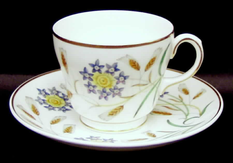 Wheatear Footed Cup & Saucer Set by Wedgwood-1