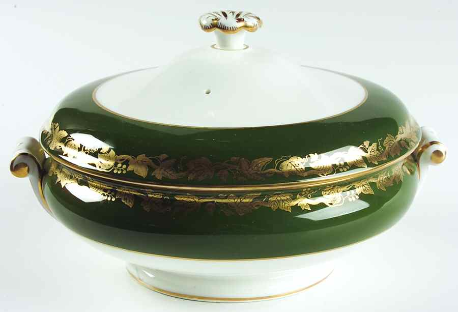 Whitehall (Arris Green Rim) Round Covered Vegetable by Wedgwood-1