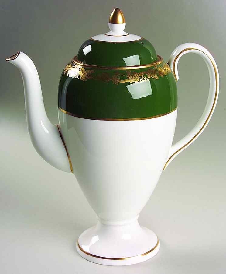 Whitehall (Arris Green Rim) Coffee Pot & Lid by Wedgwood-1