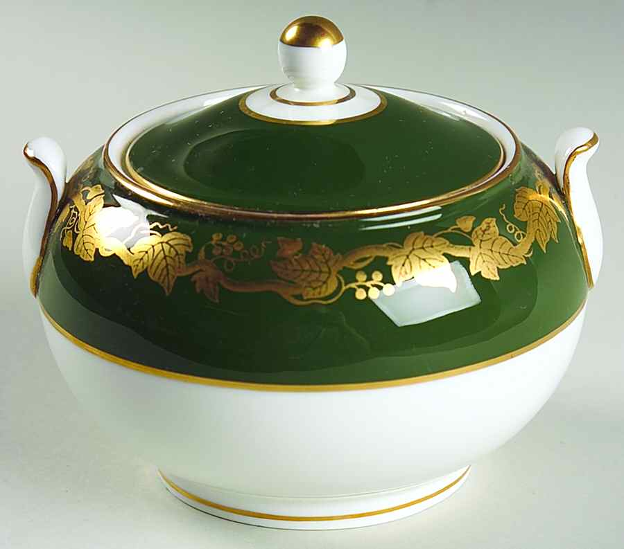 Whitehall (Arris Green Rim) 146 Shape Sugar Bowl & Lid by Wedgwood-1