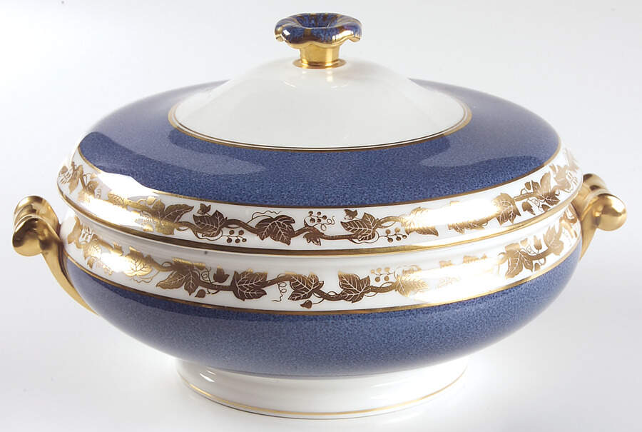 Whitehall (Powder Blue Band) Round Covered Vegetable by Wedgwood-1