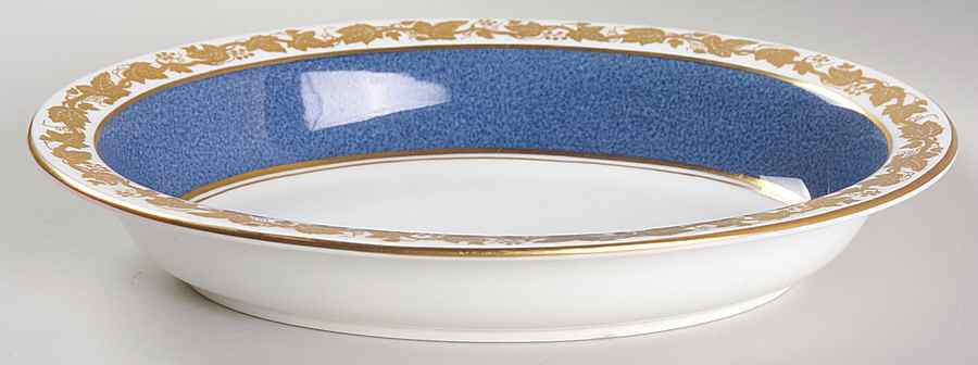 Whitehall (Powder Blue Band) 10" Oval Vegetable Bowl by Wedgwood-1