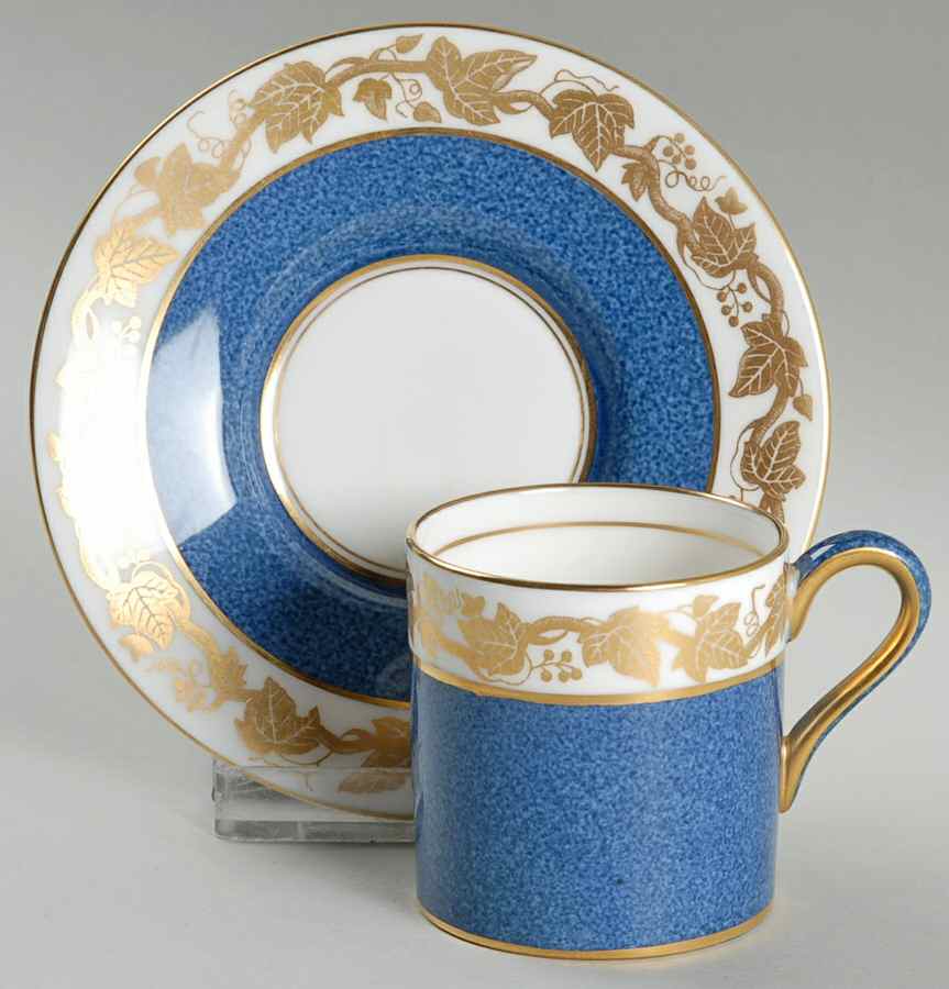 Whitehall (Powder Blue Band) Bond Shape Demitasse Cup and Saucer Set by Wedgwood-1