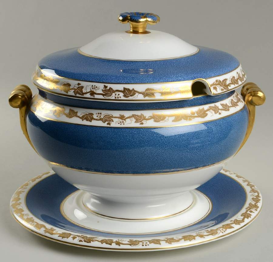 Whitehall (Powder Blue Band) Tureen & Lid w/Underplate by Wedgwood-1