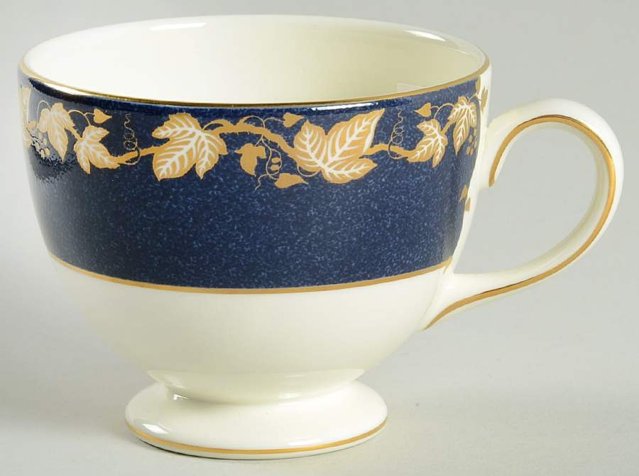 Whitehall (Mazerine Blue Rim) Leigh Shape Footed Cup by Wedgwood-1